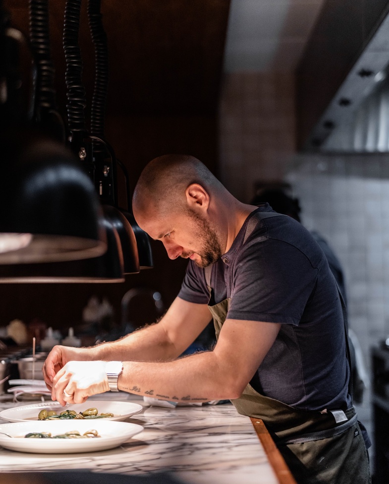 Executive Chef Tom Cenci in the Kitchen At Nessa Soho.
