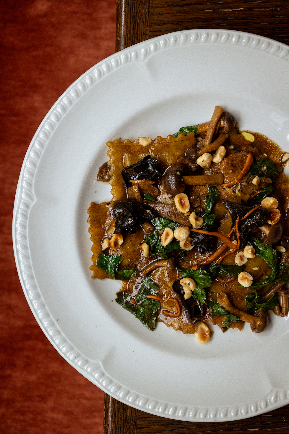 Nessa Mushroom Ravioli with wild mushrooms